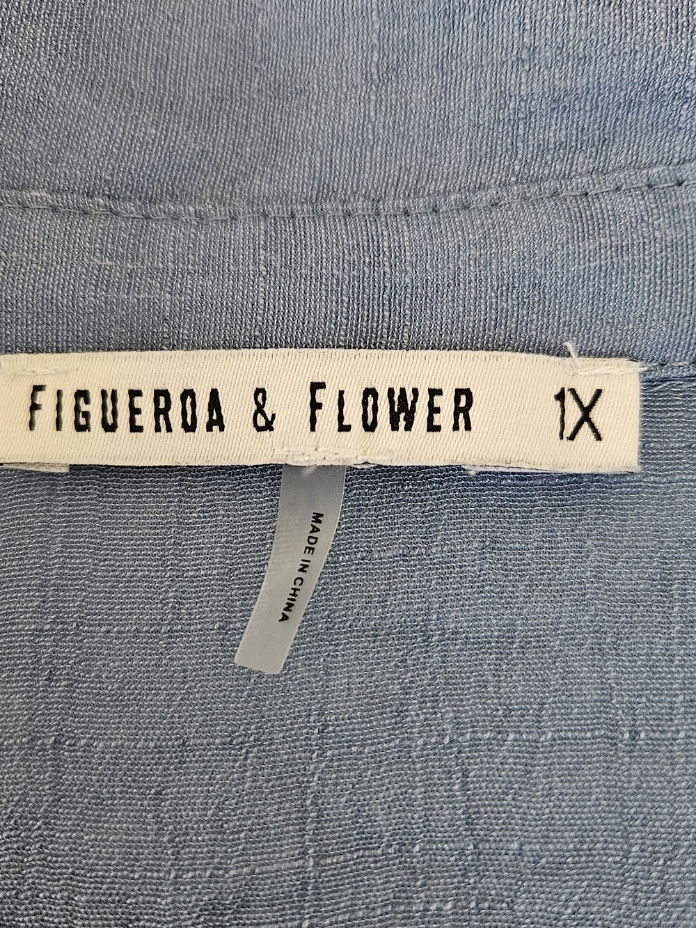 FIGUEROA & FLOWER 2-Piece Set Floral Embroidered Blue Tunic Blouse Cami Size 1X - Picture 7 of 16